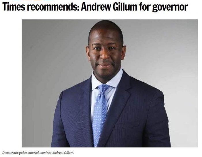 Tampa Bay Times Endorses Gillum; Ignores Tallahassee Crime, Dismisses FBI Investigation