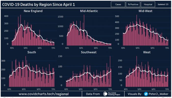 Regional Charts Show Variation in COVID Deaths